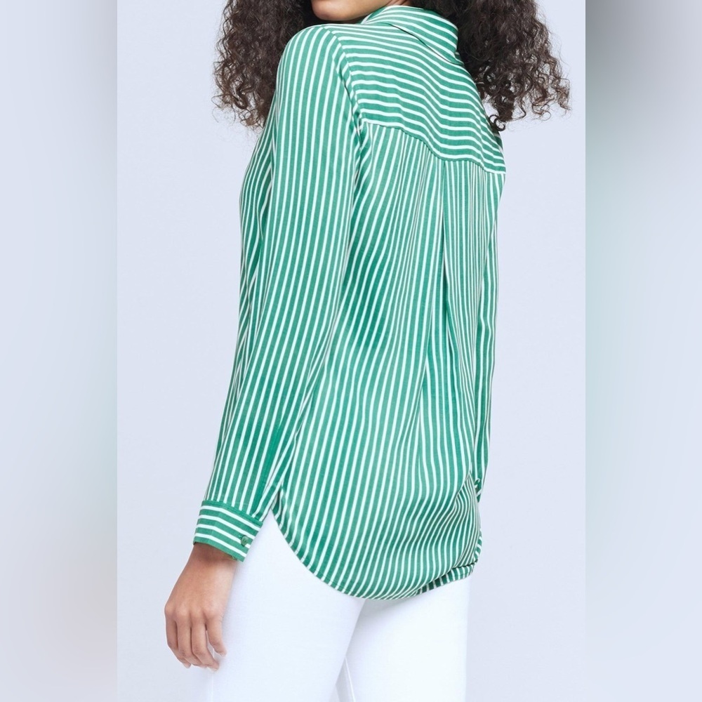 L’agence Holly Long Sleeve Blouse Amazon Green